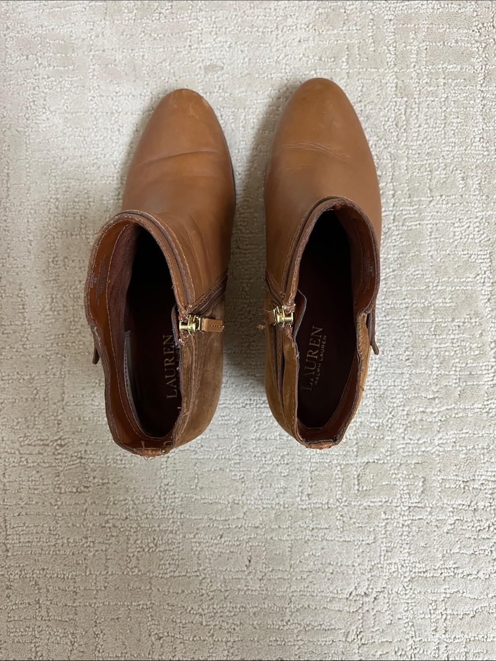 Ralph Lauren Brown Leather Ankle Booties with Side Zipper women’s size 9B - Picture 3 of 5